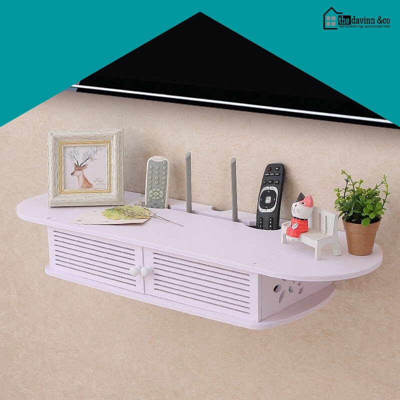 Rak Gantung Dinding Set Top Box Tempat Penyimpanan STB Receiver Router Wifi PES Minimalis Aesthetic