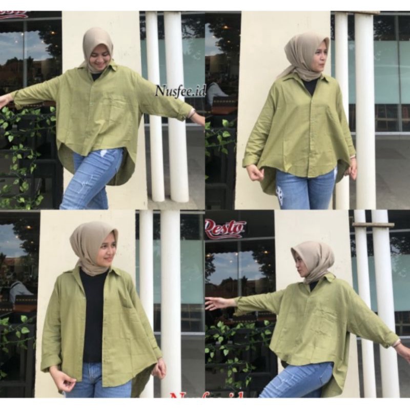 ARKA SHIRT KEMEJA LINEN OVERSIZE WANITA