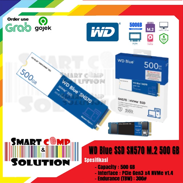 SSD WD Blue SN570 / SN-570 M2 M.2 2280 NVME 500GB 500 GB Original