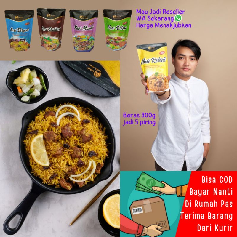 

[bisa COD] NASI KEBULI INSTAN 350g BERAS BASMATI ARAB + BUMBU REMPAH SYEKH ALAM BIRYANI BRIYANI KABSAH MANDHI BUKHARI