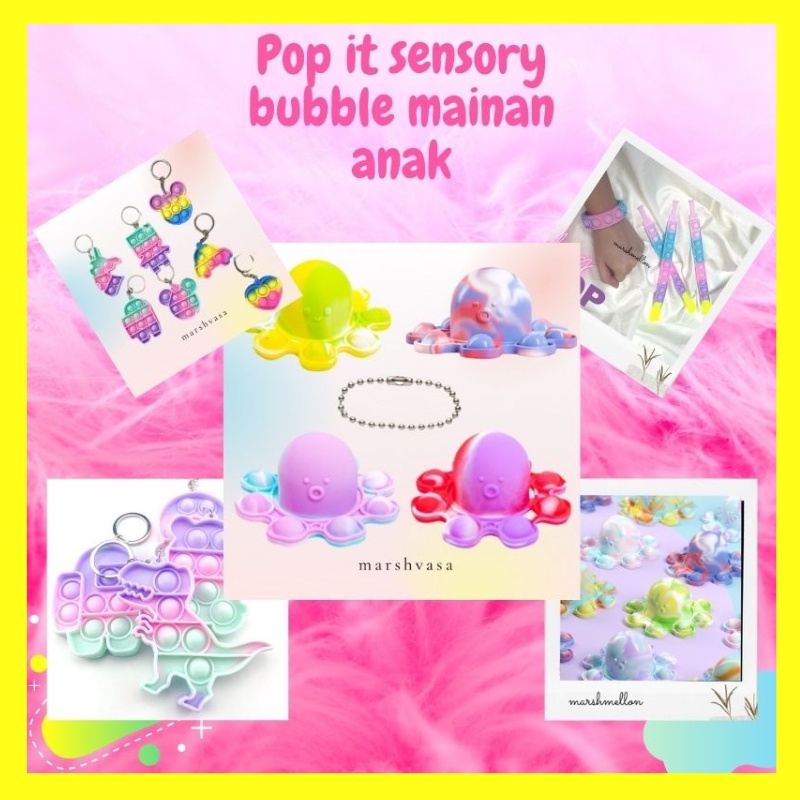 GANTUNGAN KUNCI POP IT JUMBO MINI ANAK ANAK BONEKA LUCU MURAH POPITS RAINBOW KOTAK FIDGET TOYS BOBA 