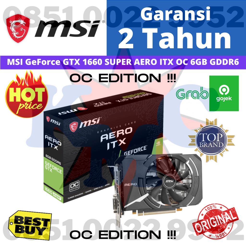 VGA MSI GeForce GTX1660 GTX 1660 Super Aero ITX OC NVIDIA 6GB GDDR6