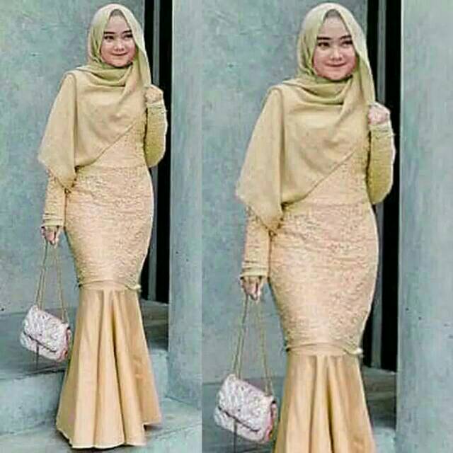 35+ Ide Model Gamis Brokat Duyung Terbaru