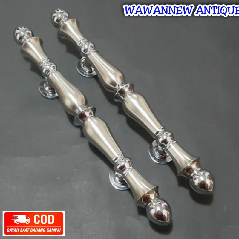 Handle Pintu / Gagang Pintu Rumah Pagar Kuningan + Set Body Kunci Motif Teratai