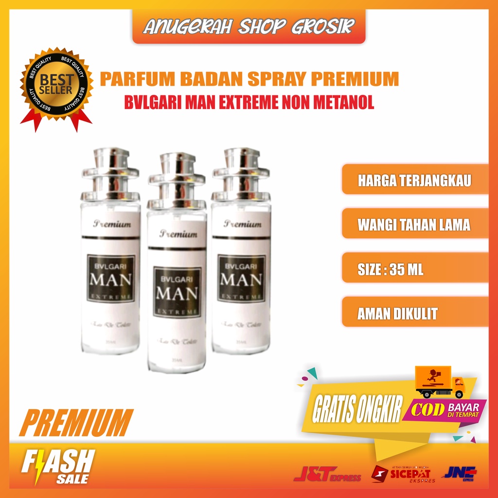 Parfum Badan Pria Tahan Lama 24 Jam - Parfum Badan Premium Bvlgari Man Extreme Size 35 ml - Parfum B