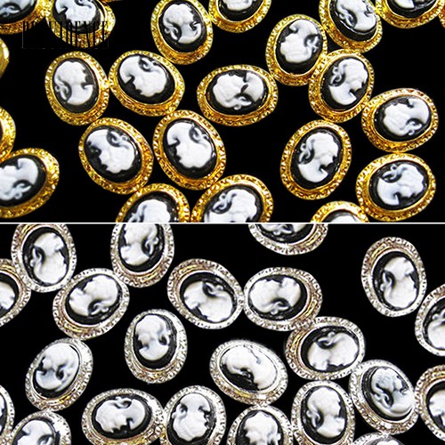 Providence 10 Pcs Vintage 3D Alloy Resin Queen Lady Nail Art Tips Glitters DIY Decoration
