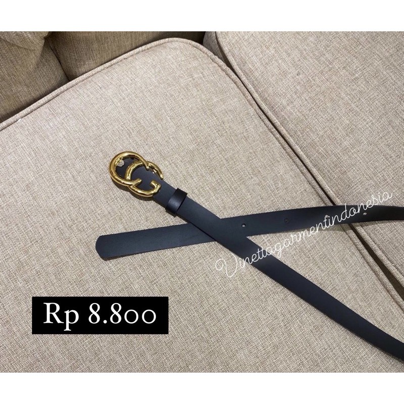 Vanesha Margaretta - belt  CG gold kecil / belt hitam fashion gold emas/ LOKAL SINTETIS/FASHION WANITA