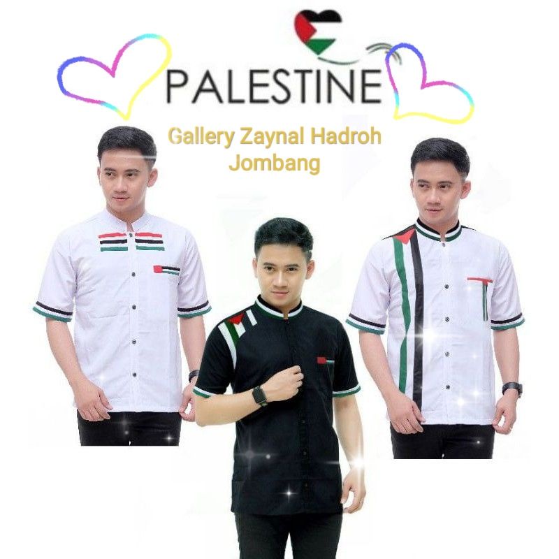 BAJU KOKO PALESTINA KOKO PALESTIN LENGAN PENDEK PRIA