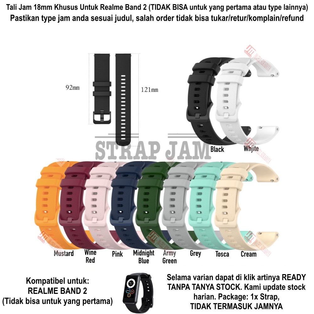 OYE Tali Jam Tangan Realme Band 2 - Strap 18mm Rubber Silikon Lentur Nyaman