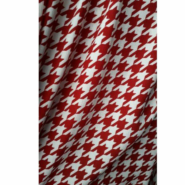 Kain Wolcrepe Motif Houndstooth Merah Meteran