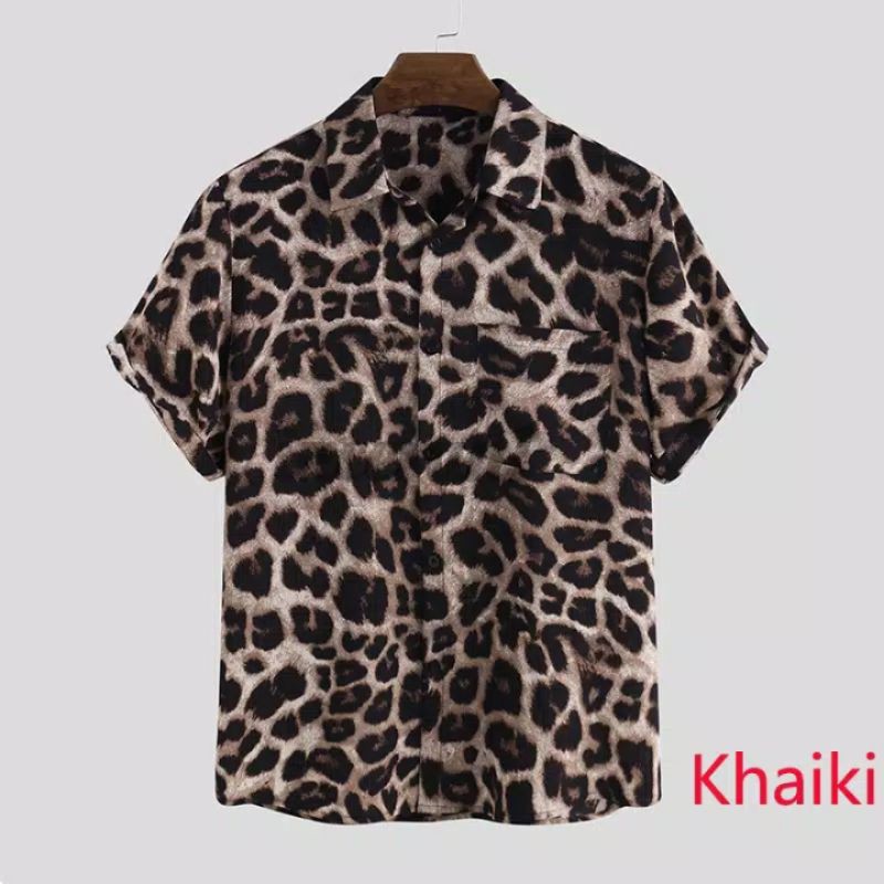 Kemeja Pria Import Motif Leopard Jumbo