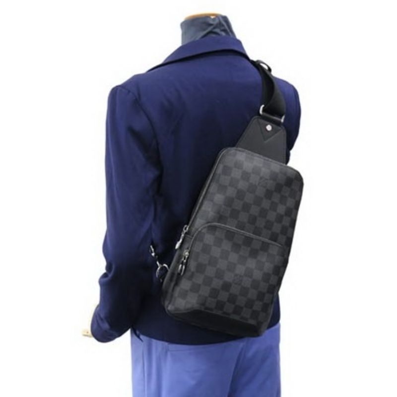 Tas LV Louis Vuitton Avenue Sling Bag Graphite Hitam