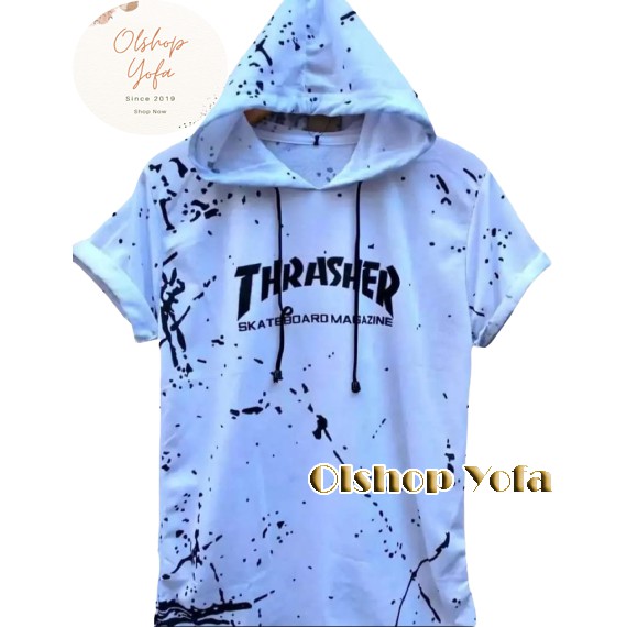 kaos hoodie lengan pendek trheser/kaos kupluk/kaos terlaris/pria dan wanita/kaos kupluk/kaos kupluk 