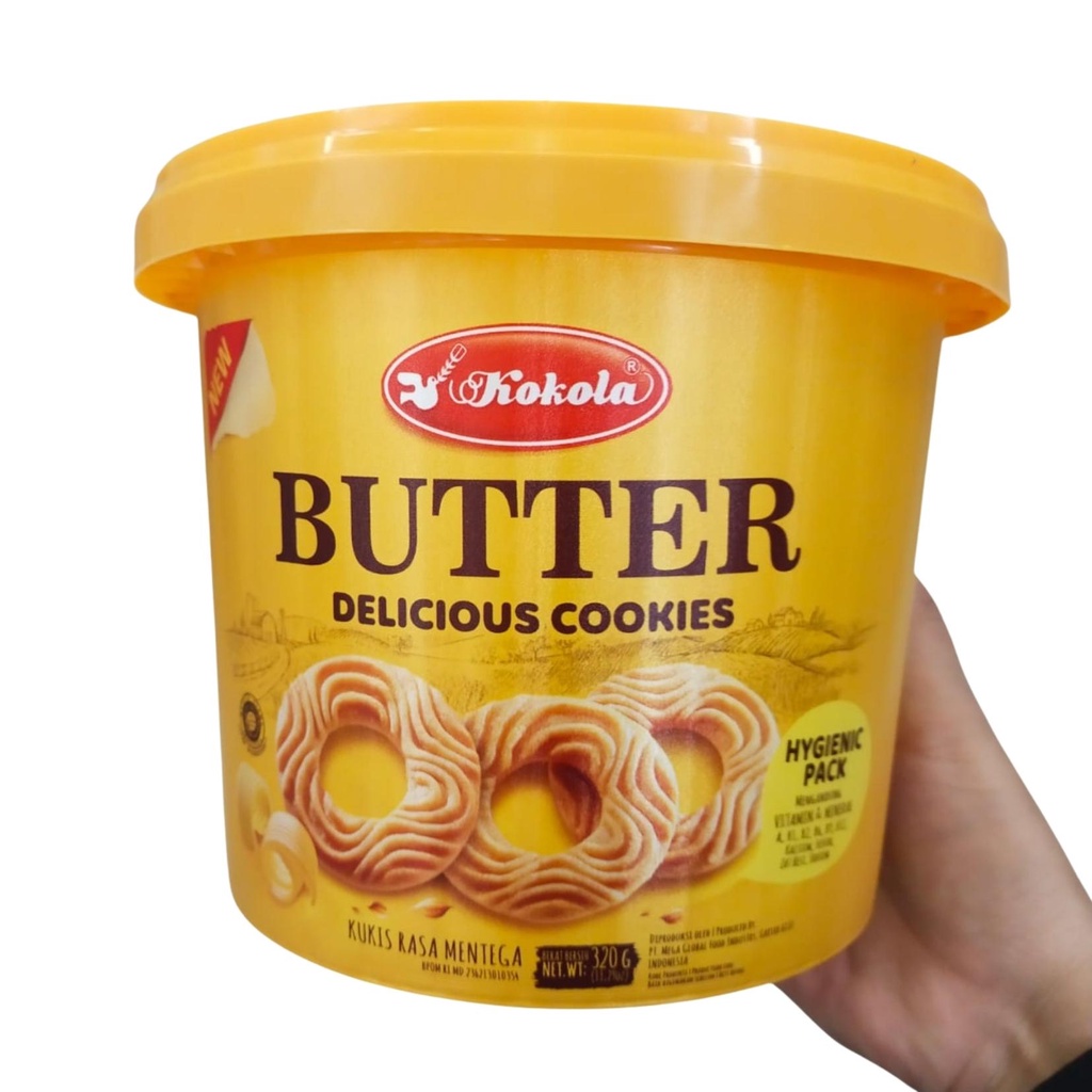 Kokola Butter Cookies 320gr Kukis rasa Mentega Biskuit Ember Plastik