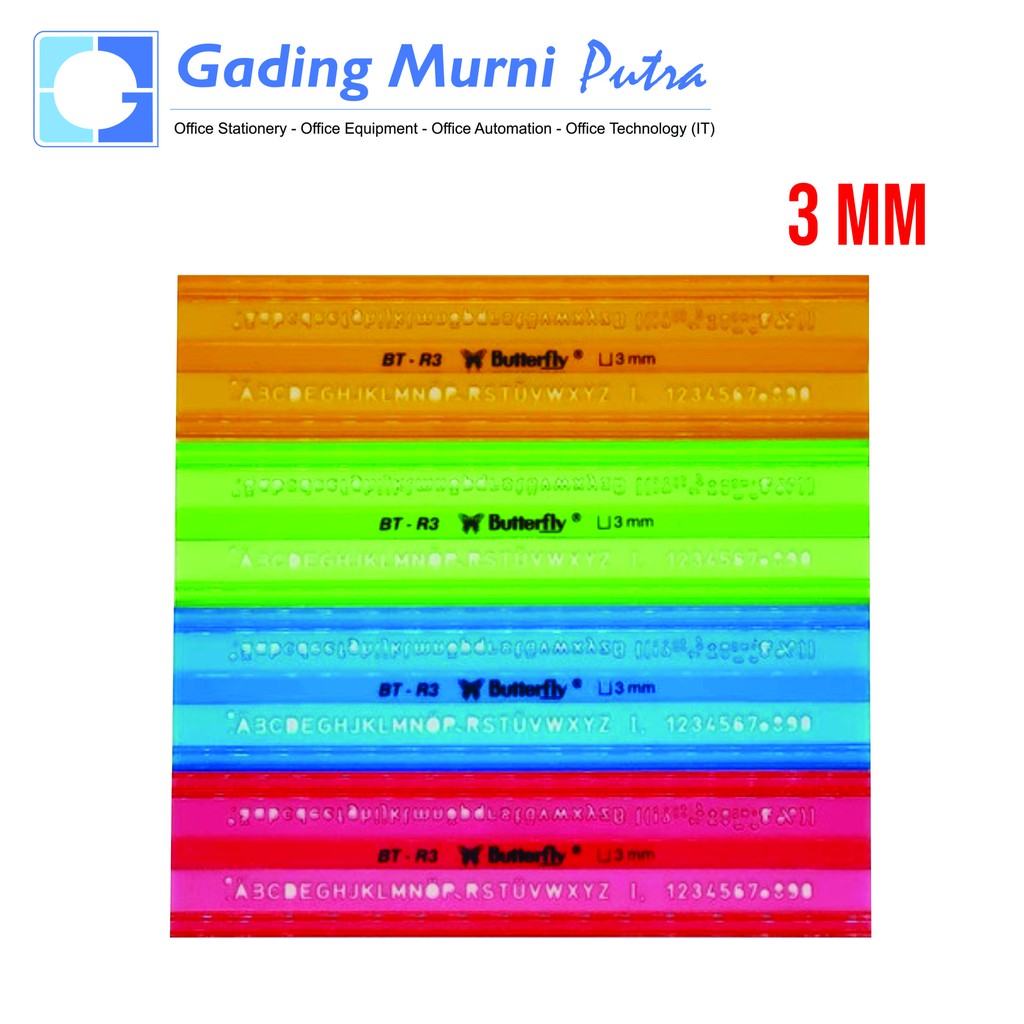 Penggaris Sablon / Mal Huruf 3 mm Butterfly R3-2WR