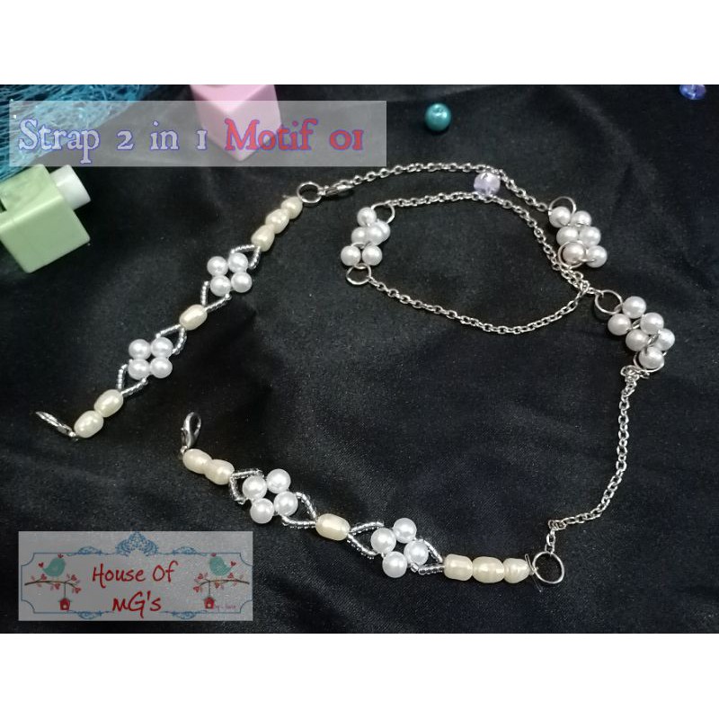 strap masker 2in1 mutiara, konektor masker mutiara
