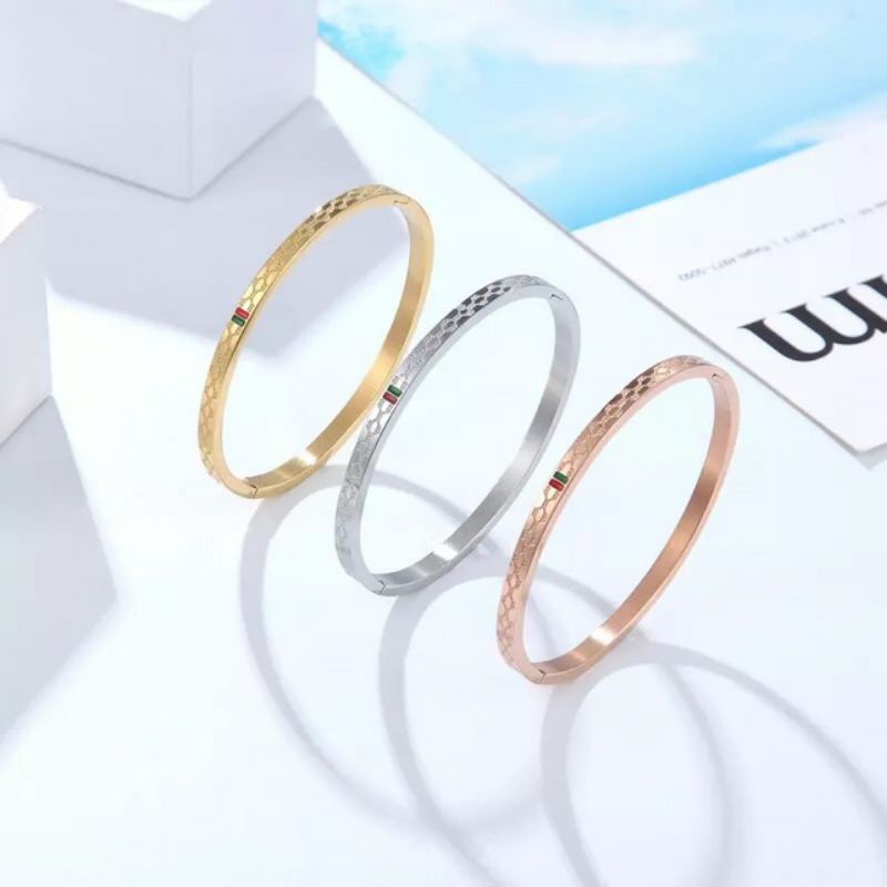 GG Gelang Bangle Aksen GU*CCI Titatium#GB-111