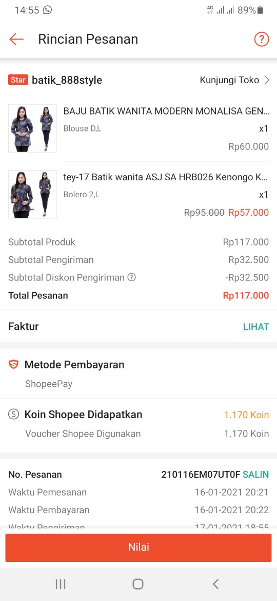 M-l-xl-xxl Batik Wanita Asj Sa Hrb026 Kenongo Kemeja Tosca Pendek