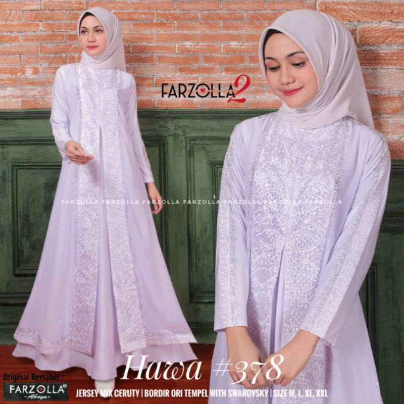 Abaya Turkey putih bordir swarovsky hawa 378   Farzolla