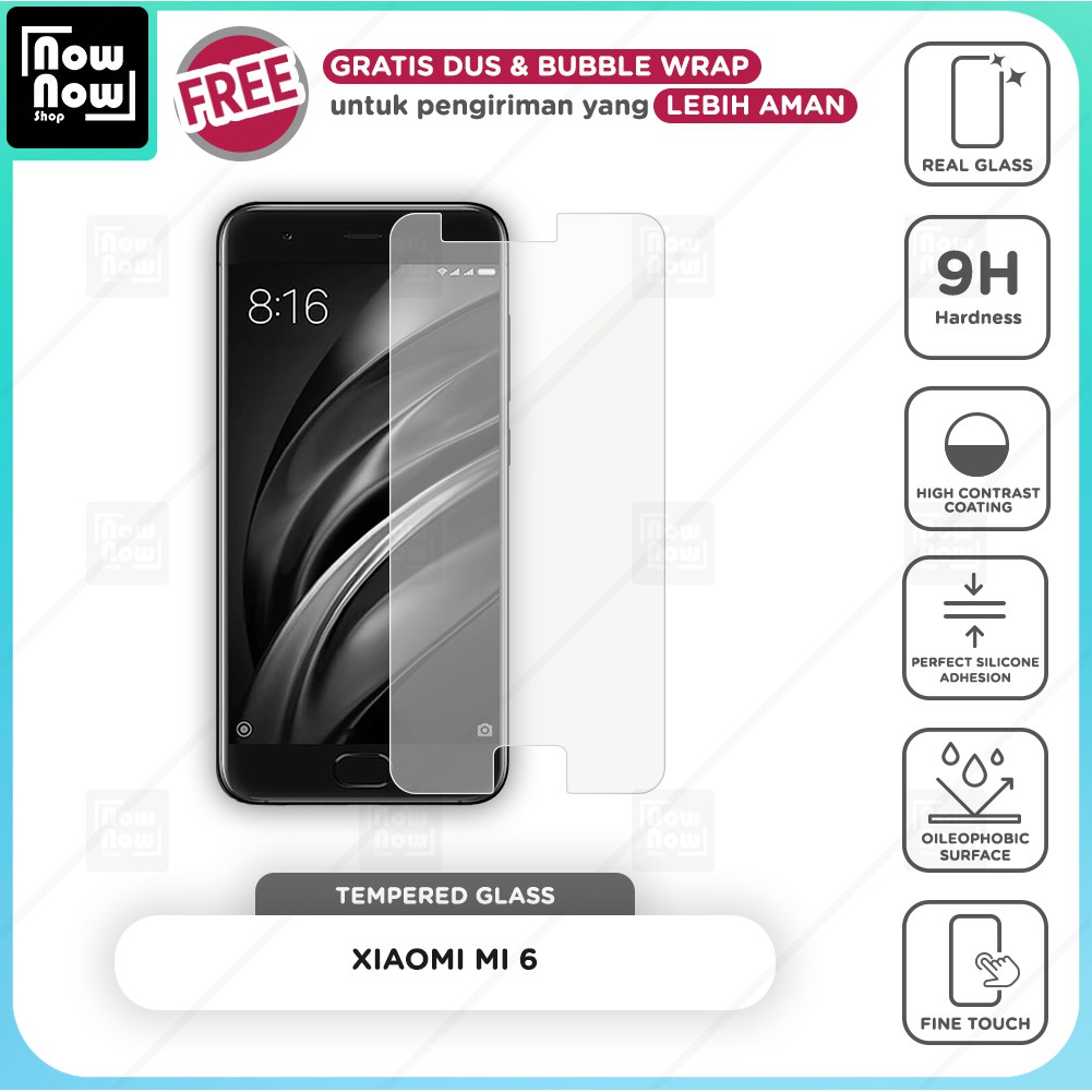 Tempered Glass Anti Gores Xiaomi Mi 6 Screen Guard Protector 9H Kaca Temperglass Mi6