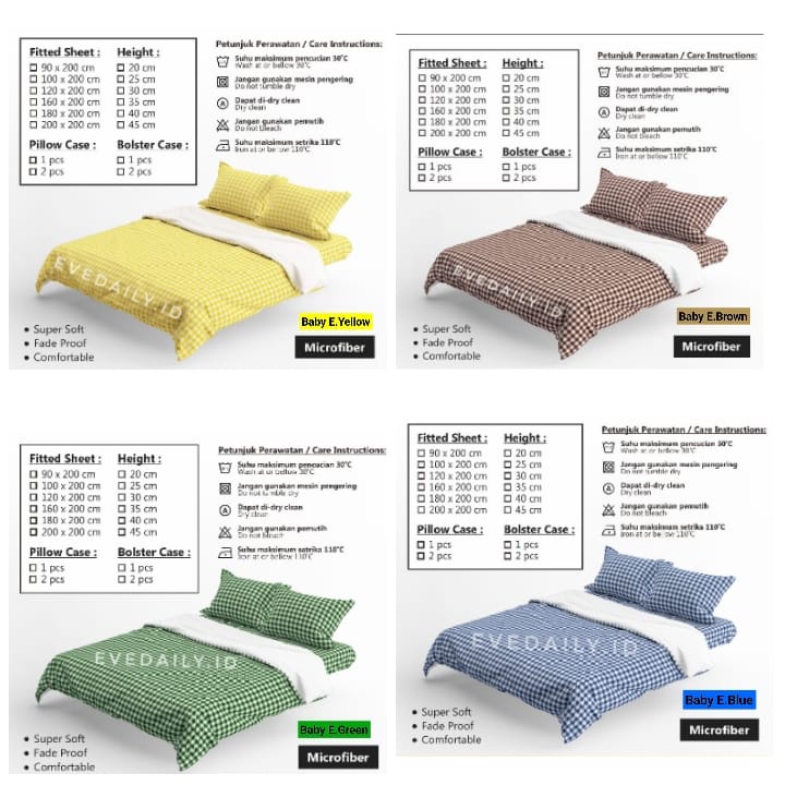 SPREI AESTHETIC KOTAK BABY EMILY / BABY GINGHAM / KOTAK KECIL / ESTETIK / COD