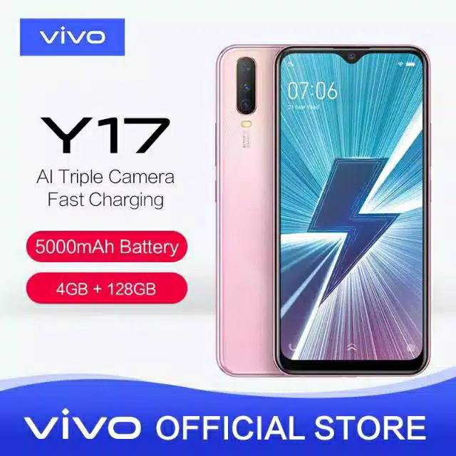 Vivo Y17 ram 4/128 garansi resmi 1 tahun pearl pink