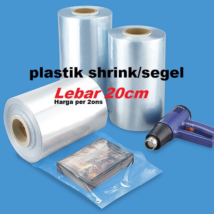 plastik shrink rol 20cm / plastik segel per 200grm (baca diskripsi)