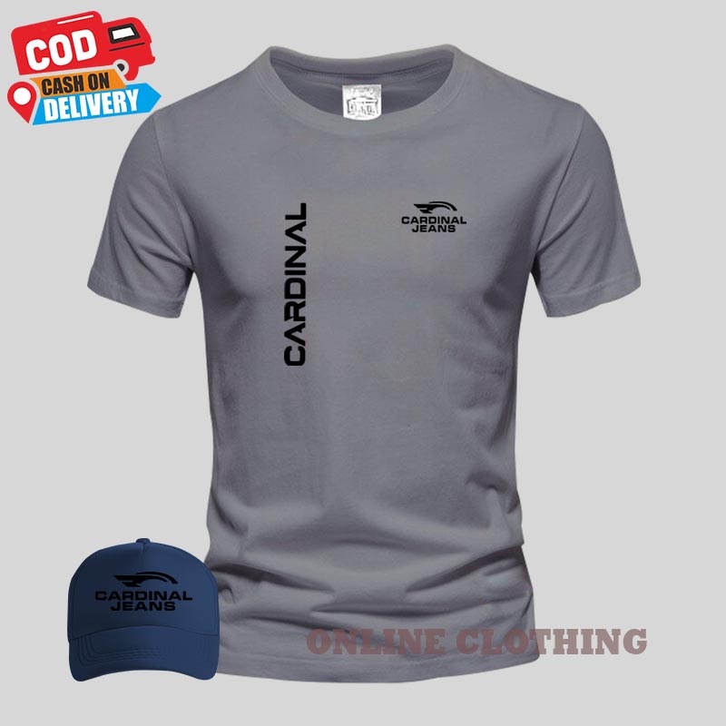 BELI BAJU GRATIS TOPI...!!! Kaos Distro Lengan pendek / Tshirt Distro Logo Cardinal Jeans Text Hitam / Kaos Pria Dan Wanita Premium Quality-ABU TUA