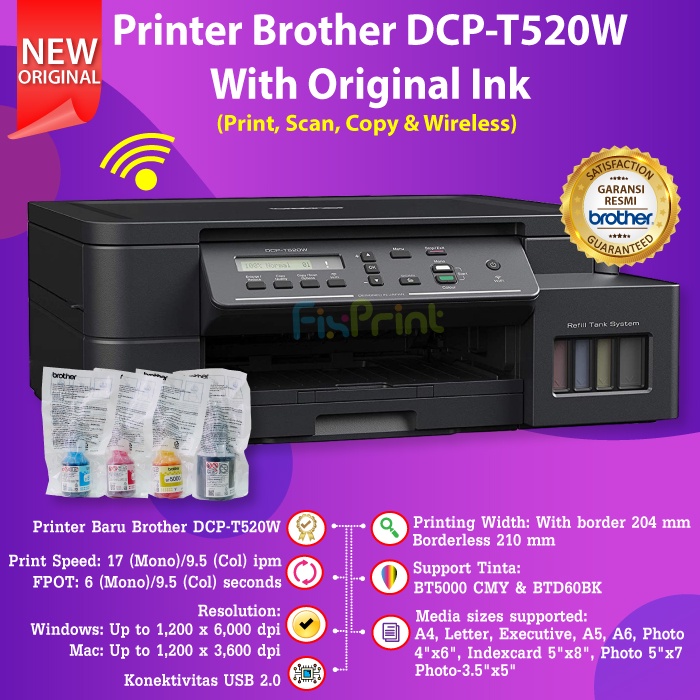 Printer Brother DCP T220 DCP-T220 Pengganti Printer Brother T310 Print Scan Copy InkTank Pabrik