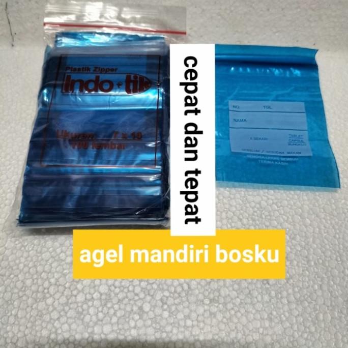 Plastik Klip Obat 7X10 indo tik Biru Klip Obat Plastik Obat Biru
