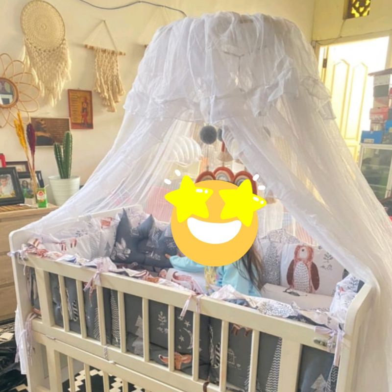 Kelambu Box Bayi Satu Tiang Snobby Dengan Bahan Vitrase Bisa Untuk Ayunan Rotan