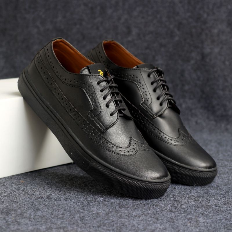 Xshoesbdg.id x Wingtif Sepatu Formal Casual Pria Pantofel Hitam Pria Kulit Sintetis Santai Kerja Kuliah Kantor