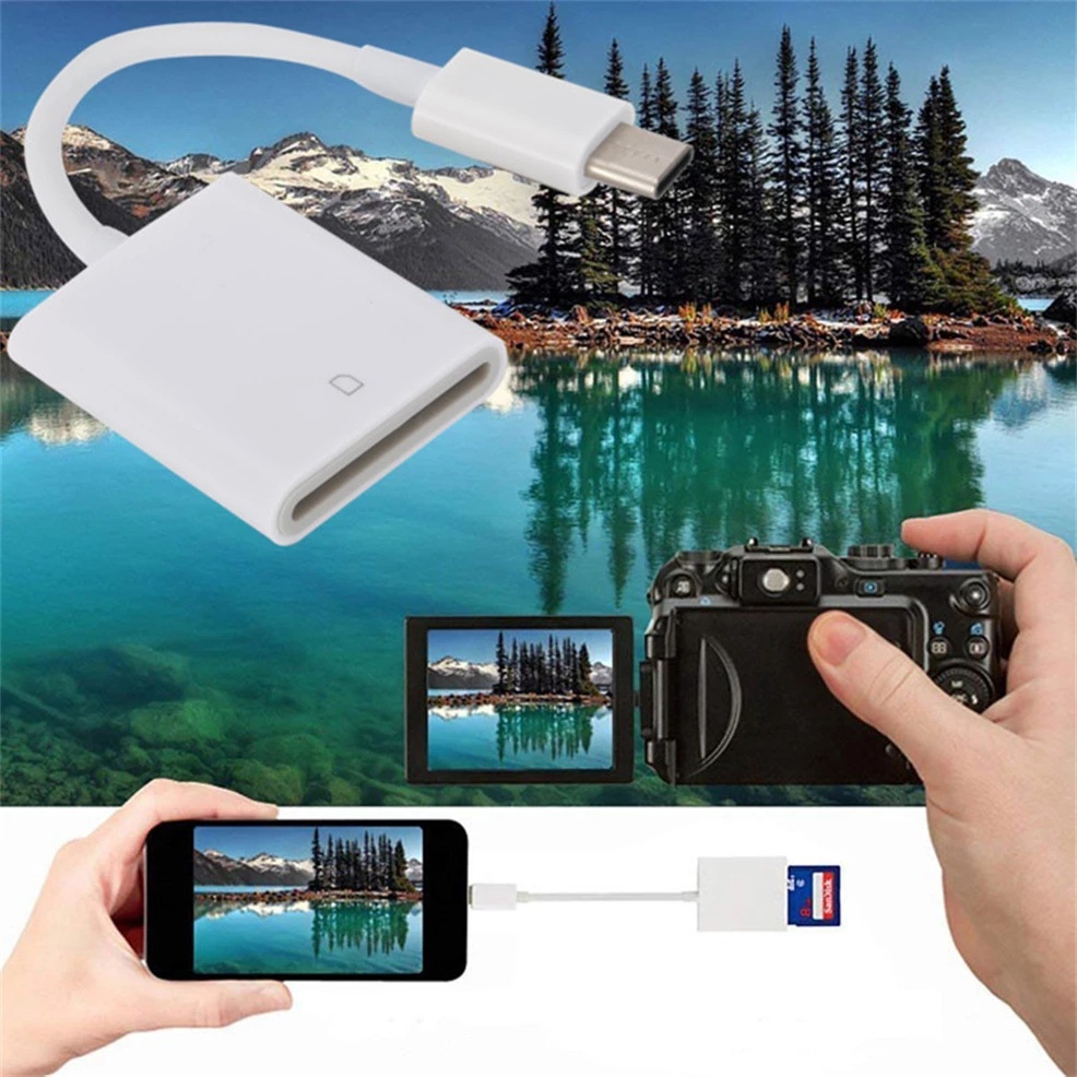 1pc Adapter Card Reader USB C Ke SD TF 2 in 1 OTG Tipe-C Untuk Smartphone / Tablet Android