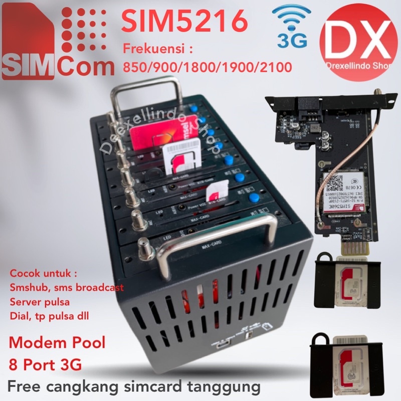 Modem Pool 8 Port USB SIM5216 Free Cangkang SIMCARD tanggung