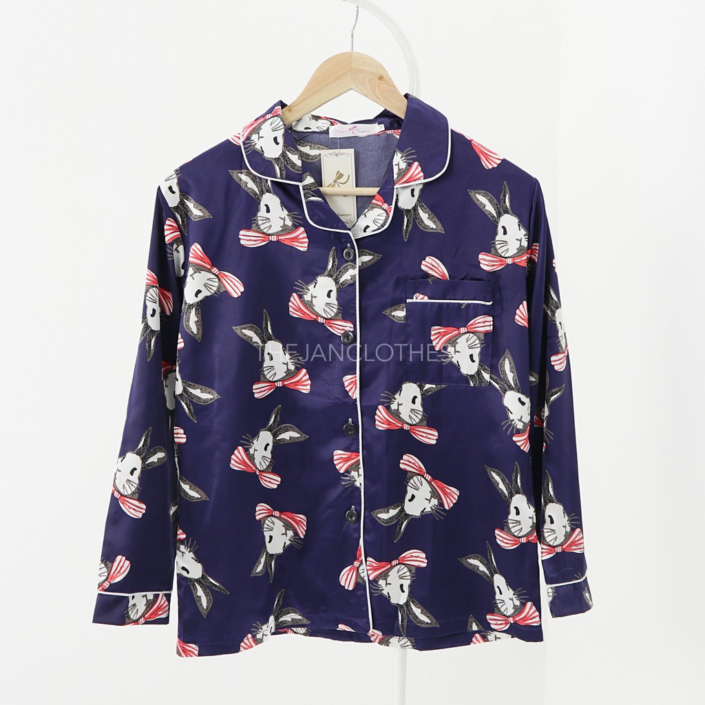 Rabbit nav satin piyama -Thejanclothes