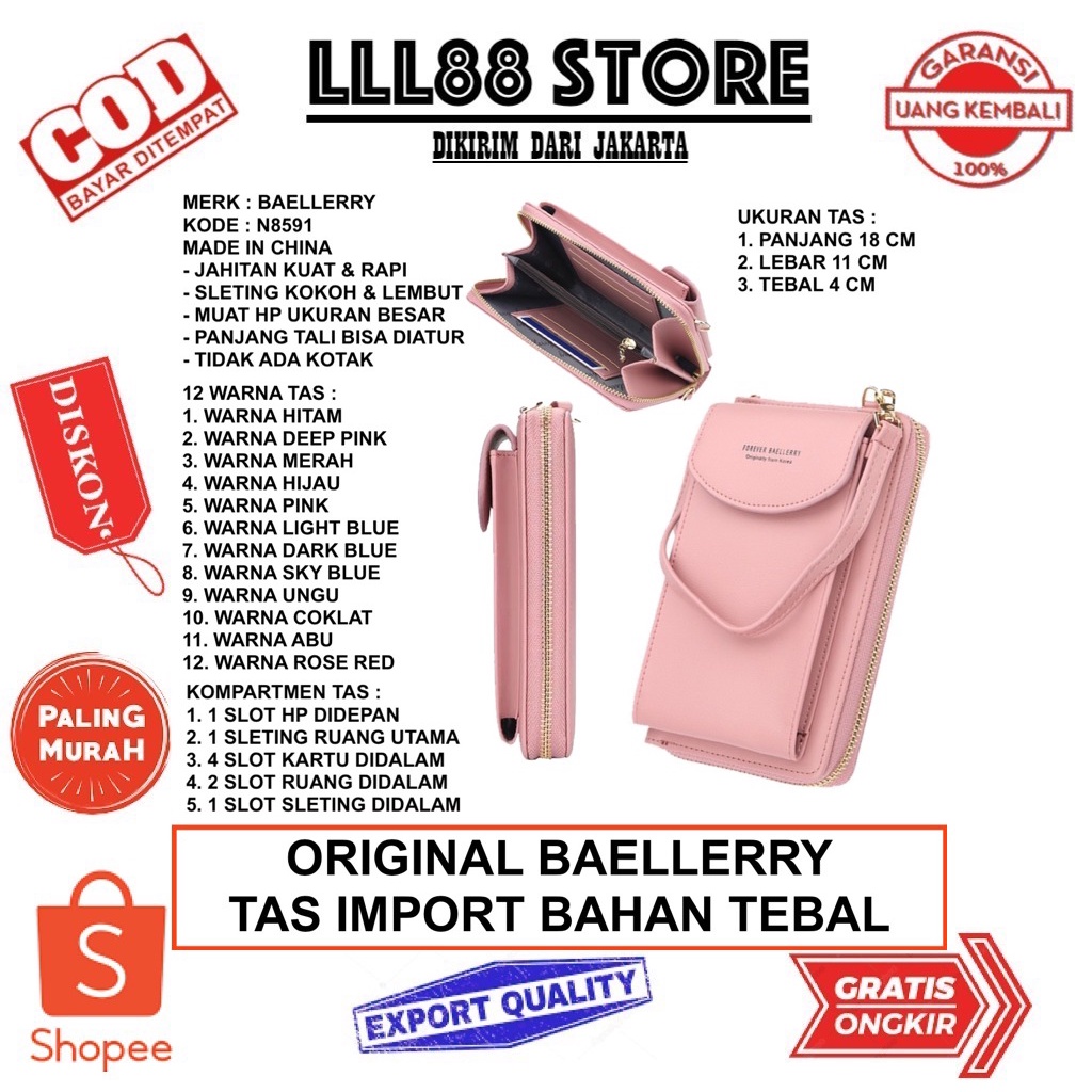 ORIGINAL BAELLERRY N8591 FOREVER BAELLERRY TAS WANITA TALI PANJANG - LLL88 Store