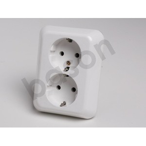 BROCO Gracio 15320 Double Socket Outlet 16A 250V White | Stop Kontak