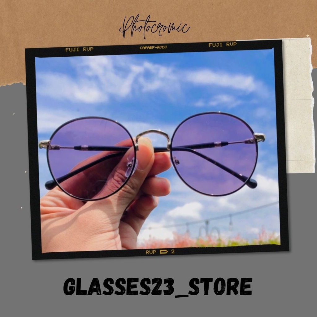 MURAH KACAMATA PHOTOCROMIC TERBARU WANITA PRIA VINTAGE FRAME OPTIK KACAMATA BERUBAH WARNA