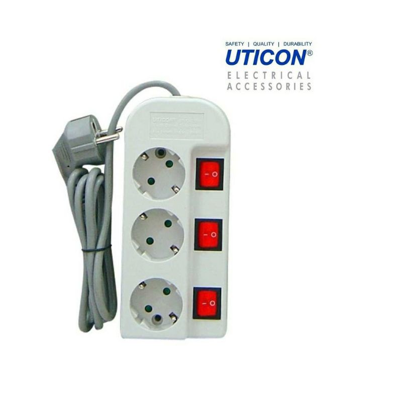 uticon plus saklar 3 lobang / terminal uticon 3 lubang dengan saklar / terminal arde 3 lobang uticon