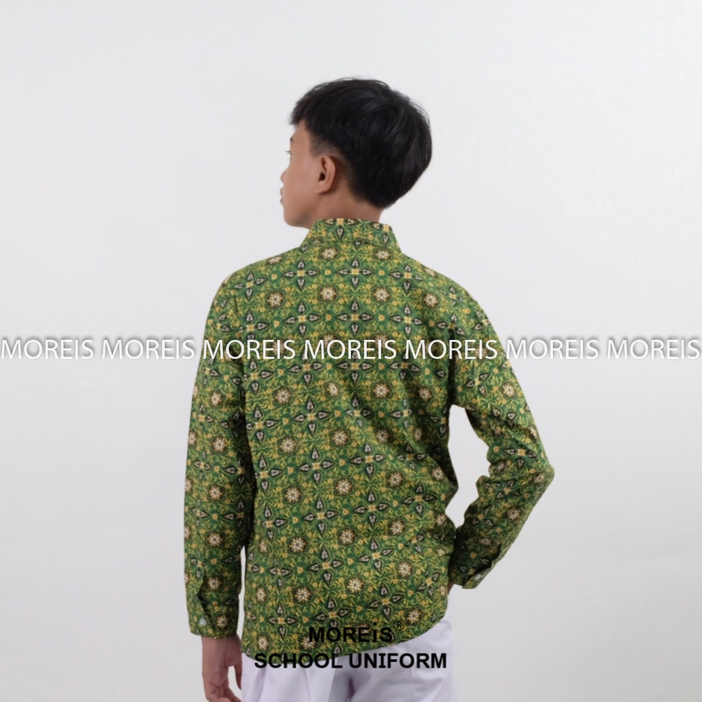 Seragam Baju Batik Panjang SD/MI/TK/PAUD JM Hijau 005