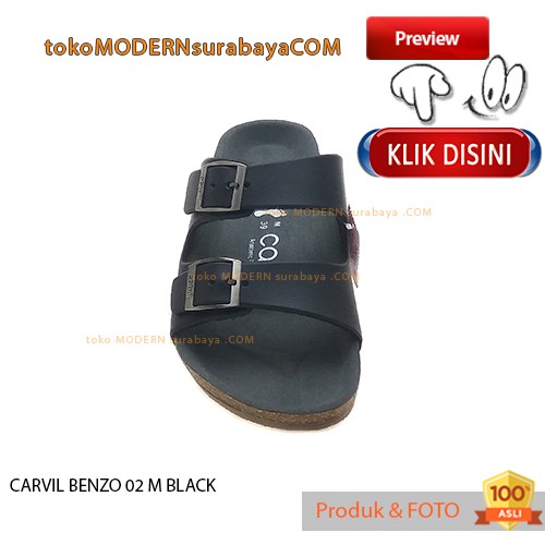 CARVIL BENZO 02 M BLACK sandal pria casual slide