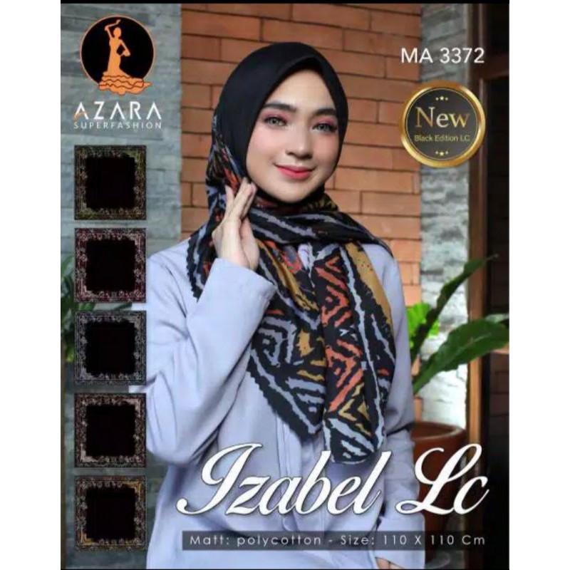 segiempat azara/ segiempat izabel / segiempat motif / grosir hijab Cirebon / segiempat izabel black