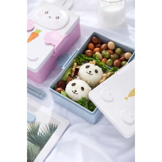 Kids Lunch Box Kotak Makan Anak Kotak Bekal Sendok Garpu Jerami