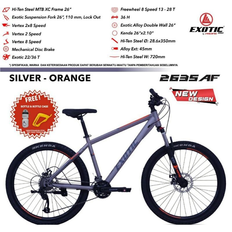 Sepeda Gunung MTB 26 inch Exotic 2635 AF 8 Speed Double Disc New Version