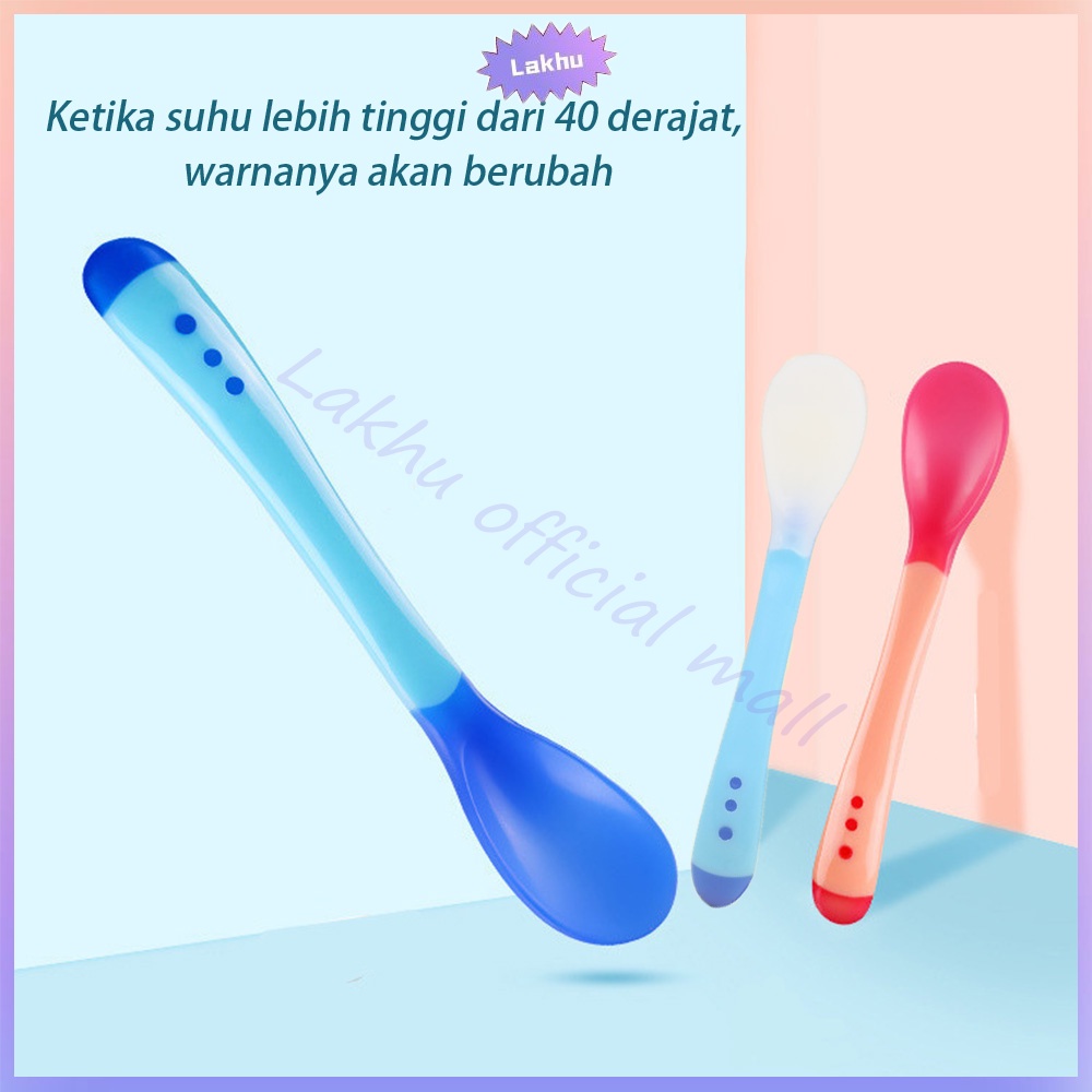 Lakhu sendok bayi sensor panas/sendok makan bayi silicone bpa free