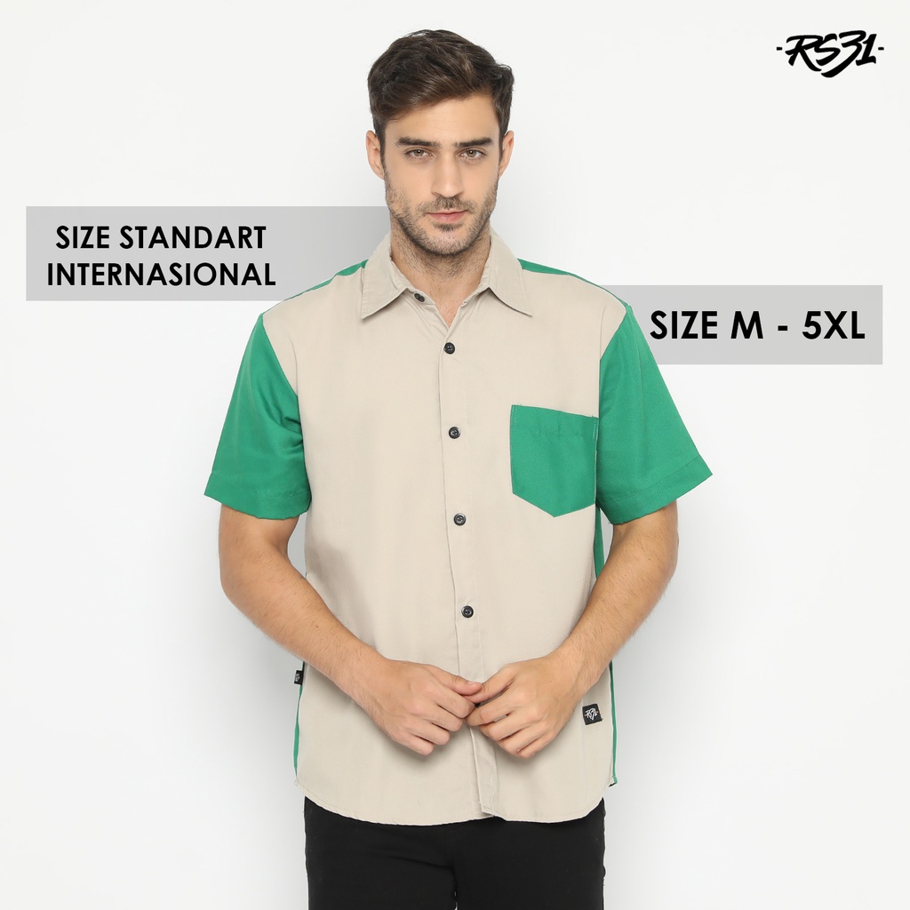 RS31 Kemeja Dua Warna Lavante Shirt - Kemeja Pria Ukuran Jumbo /Dua Warna / 2 Tone Super Big Size