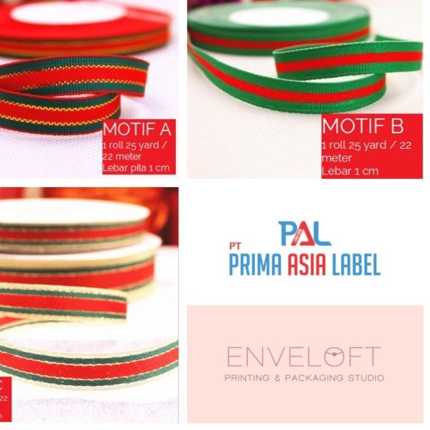 

Pita Kado Natal Merry Christmas Hampers Ribbon Merah Hijau Emas 1 Roll - Motif B