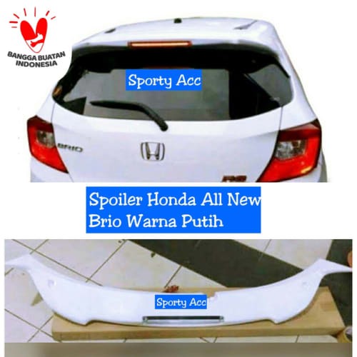 [Eksterior Mobil] Spoiler Brio 2018 With Lamp - Putih
