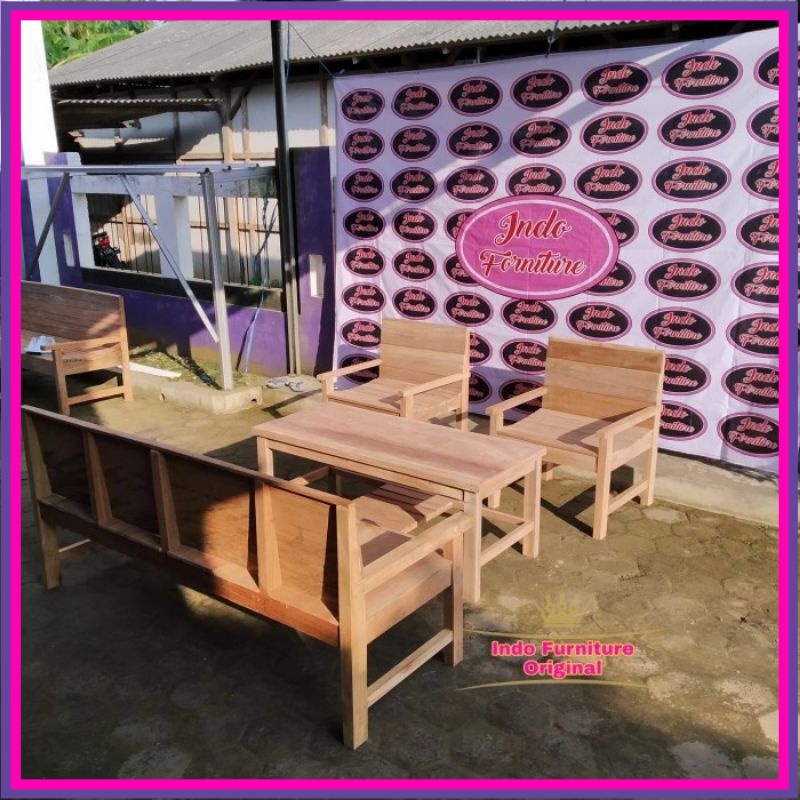 Kursi ruang tamu/meja dan kursi kayu bengkirai/kursi tamu model minimalis