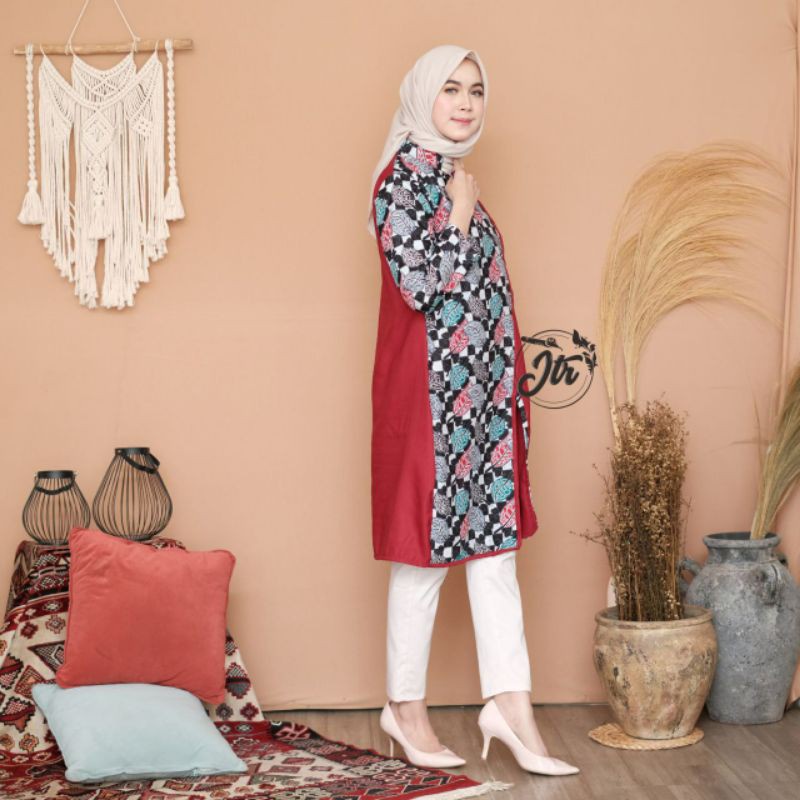 Atasan Batik Wanita Dolby Dolbi Dobby Doby Tenun Sutra Halus Best Seragam-2